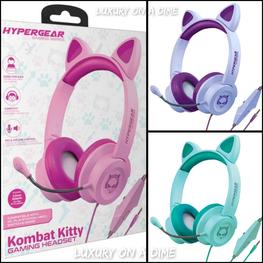 Youth Kombat Kitty Gaming Headset Microphone Kids Cat Headphones Earphones